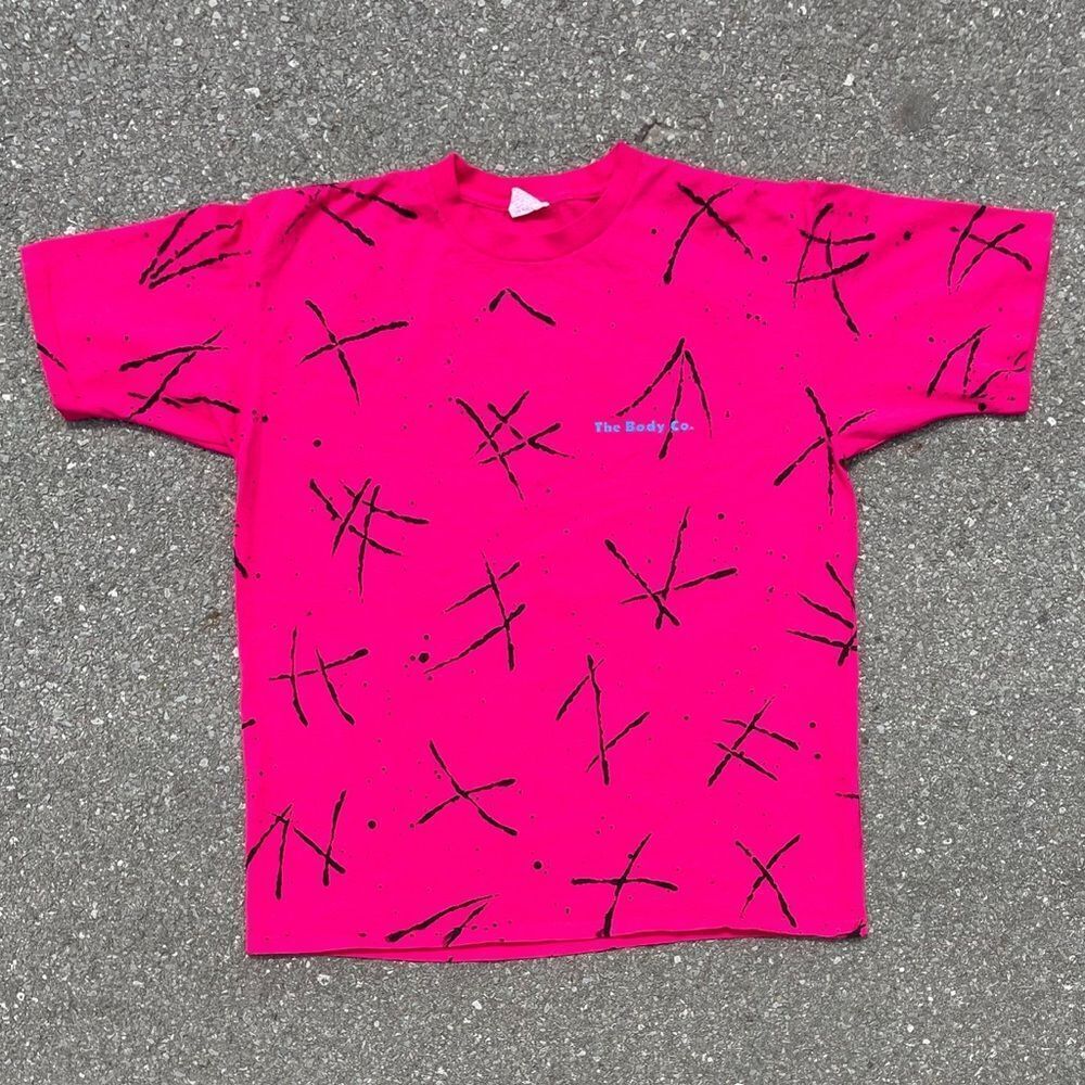 Abstract Art The Body Co Vtg 1990s T-Shirt O/S 21.5x26.5 Neon Barbiecore Surf